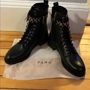 Zara Moto Silver Studded Boot